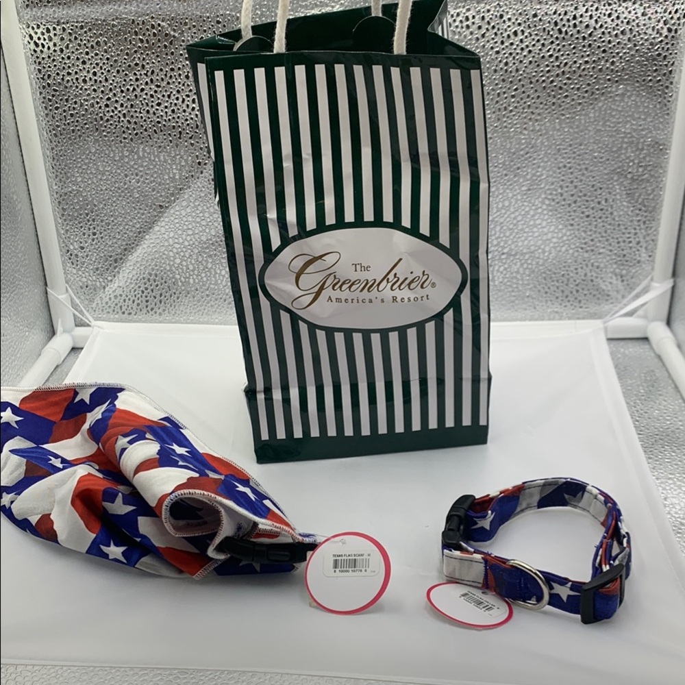 Dog Patriotic Star-Patterned dog 🐕 Accessories Set collar &bandana with clasp.